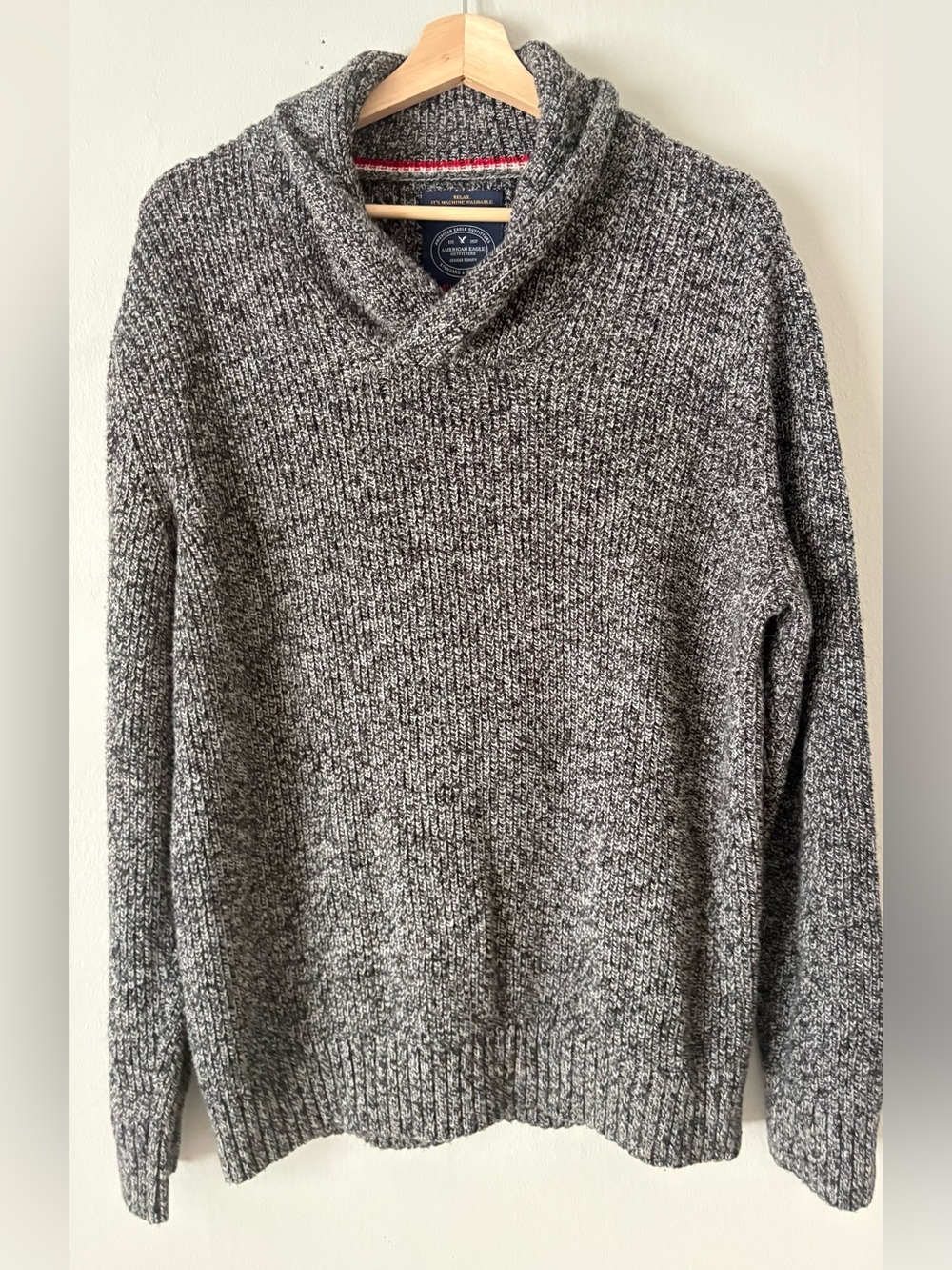 American Eagle Outfitters Gray Marled Shawl Turtleneck Sweater